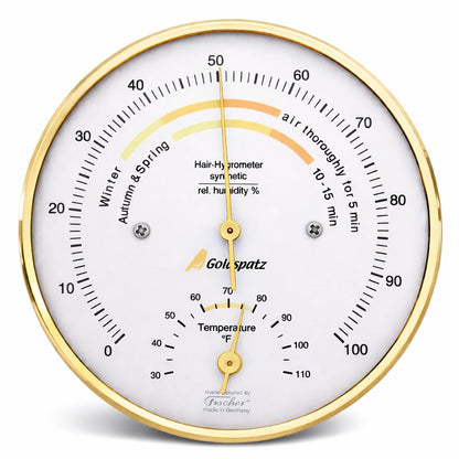 Goldspatz Living Climate Hygrometer with Thermometer °F (US Version), Ø 103 mm - Made in Germany