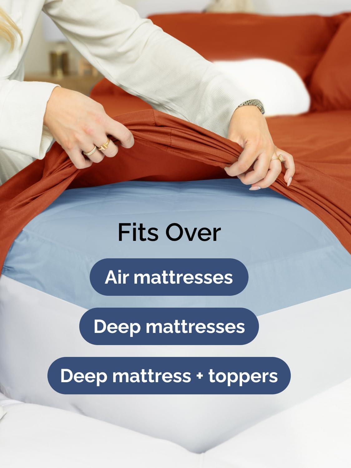 Skiennix Extra Deep Full Sheet Set - 6-Piece Breathable Cooling Bedding - Soft, Wrinkle-Free Terracotta