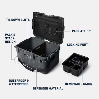 YETI LoadOut 30 GoBox Divided Waterproof Cargo Case, Dry Box, Camera Case, Fishing Tackle Box, Rescue Red