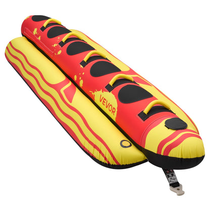 VEVOR Towable Tubes for Boating, 5 Riders Inflatable Boat Tubes and Towables, 850 lbs Capacity Water Sport Tube for Boat to Pull - with Full Nylon Cover, Padded Grip Handles & Safety Valve