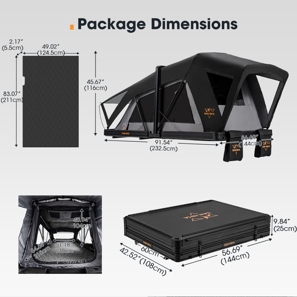 SanHima Rooftop Tent Hard Shell - CapeTop Overland Aluminium Fold-Out Roof Top Tent 131.5LBS Lightweight, w/Digital Panel & Tri-Color LED Strip Light, for Car SUV Truck Camping, 2-3 People