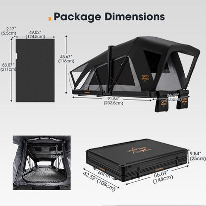 SanHima Rooftop Tent Hard Shell - CapeTop Overland Aluminium Fold-Out Roof Top Tent 131.5LBS Lightweight, w/Digital Panel & Tri-Color LED Strip Light, for Car SUV Truck Camping, 2-3 People