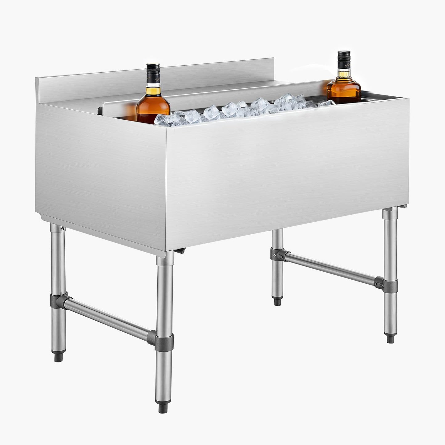 VEVOR Commercial Ice Bin, 134.7 Qt Max Capacity, 36 x 24 x 33 Inch Stainless Steel Ice Chest with Sliding Lid, 24H Long-Lasting Insulation, Cooler Cart Cocktail Unit for Bar Restaurant Pub, NSF