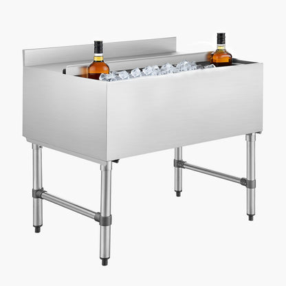 VEVOR Commercial Ice Bin, 134.7 Qt Max Capacity, 36 x 24 x 33 Inch Stainless Steel Ice Chest with Sliding Lid, 24H Long-Lasting Insulation, Cooler Cart Cocktail Unit for Bar Restaurant Pub, NSF