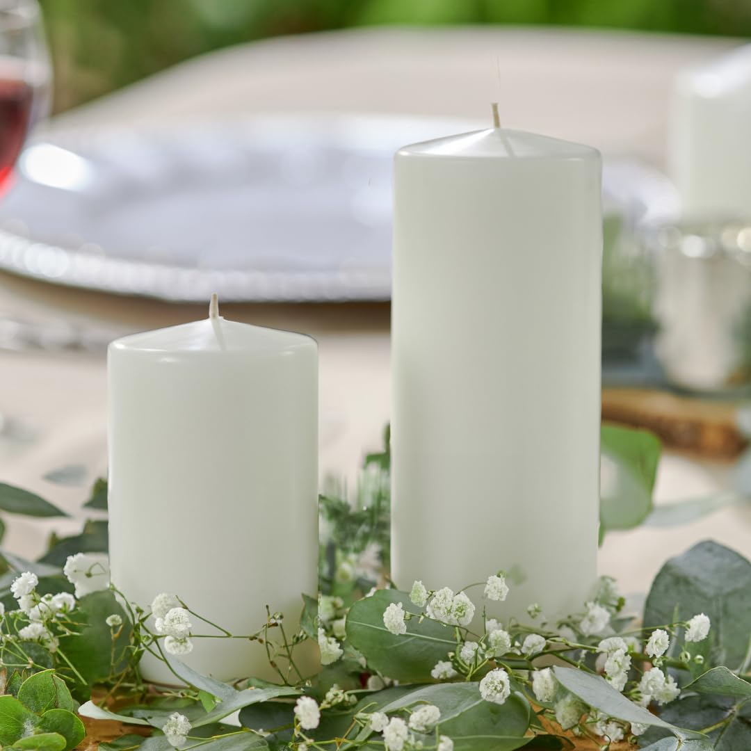Becky Home 2.5x4 inch White Pillar Candles, White Candles, Set of 6 Pillar Candles Bulk 2.5x4, Emergency Candles, Wax, Unscented, Cone Tip Pillar