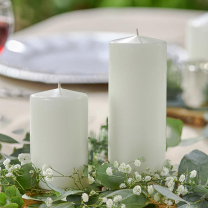 Becky Home 2.5x4 inch White Pillar Candles, White Candles, Set of 6 Pillar Candles Bulk 2.5x4, Emergency Candles, Wax, Unscented, Cone Tip Pillar