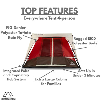Rapid Series Quick Setup Camping Tent, Integrated Steel Frame Family Tent Made with Waterproof 150d Fabric and 190d Fabric Rain Fly for Family Outdoor Camping