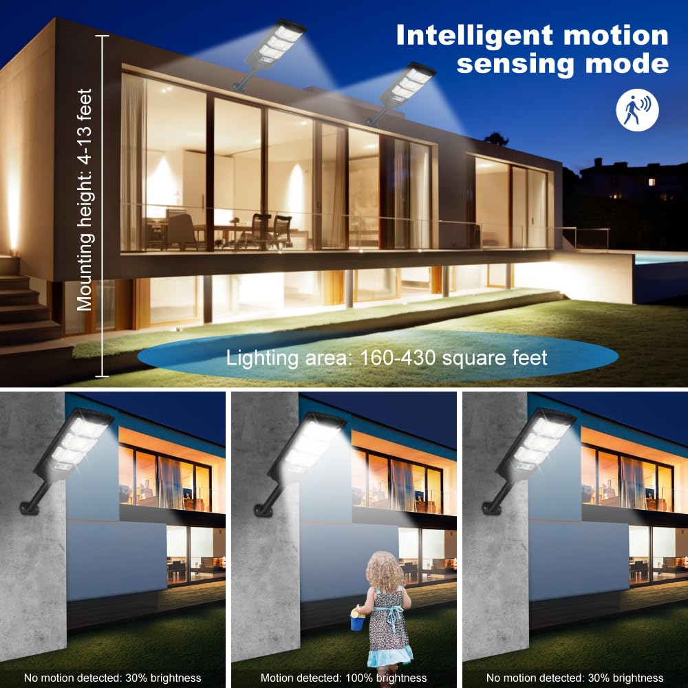 Cenfmltd Solar Lights Outdoor Waterproof 6 Pack, Solar Flood Street Lights Dusk to Dawn Motion Sensor 6500K LED Security Outdoor Lights with Remote Control for Patio Barn Yard Garage Garden
