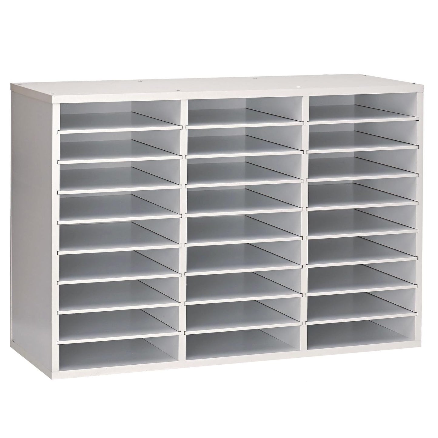 AdirOffice Classroom Mailbox - Wooden Literature Organizer, Construction Paper Storage Organizer, Mail Sorter with Slots, Office Mailboxes with Removable Shelf (27 Slot, White)