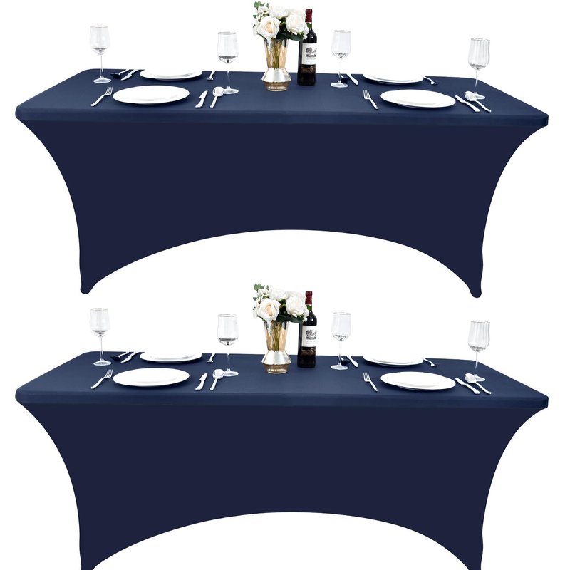 ZarzaaSik 2-Pack 4ft Spandex Table Covers for Rectangular Folding Tables - Wrinkle Resistant Stretch Tight Table Cloths - Ultimate Fitted Table Protector for Parties, Banquet, and Wedding