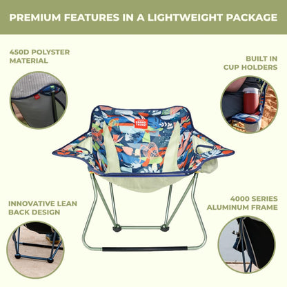GRAND TRUNK Stonefly Chair | Ultralight & Packable Outdoor Chair with Built-in Cup Holders, 7000 Series Aluminum Frame, Comfortable, Dark Tropic
