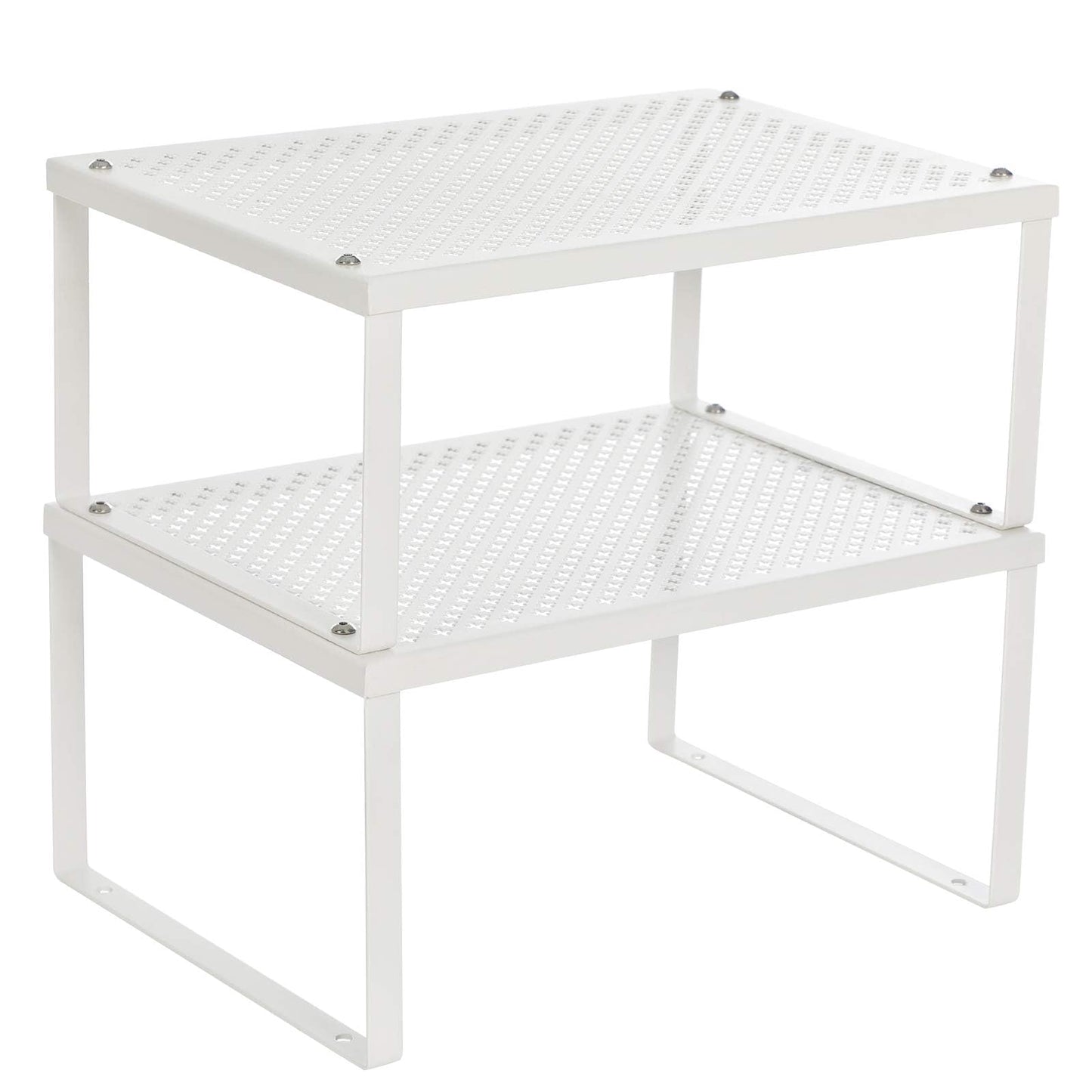 SONGMICS Spice Racks, Set of 2 Metal Cabinet Shelf Organizers, Countertop Organizers, Shelf Risers, Stackable, Expandable, Silver UKCS01SV