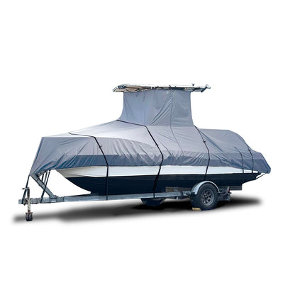 EliteShield Heavy Duty T-Top Boat Cover - Fits 30ft to 32ft Long Center Console Boats, Waterproof & Fade Resistant, Gray (Size 7: 30'-32' Long, Beam 140" W)