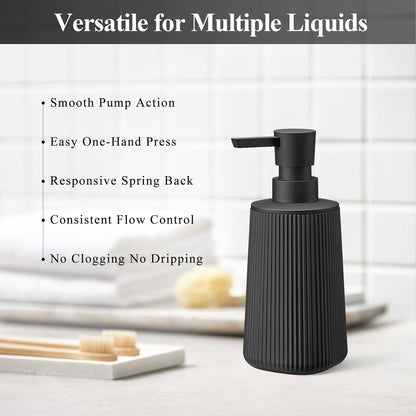 Skiennix Black Hand Soap Dispenser - Rust-Free Pump for Kitchen & Bathroom | 8.5 oz Matte Plastic