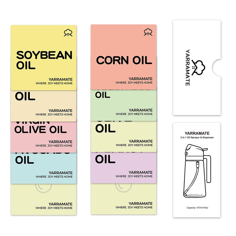 YARRAMATE 10 Color Labels for Oil Sprayer Bottles