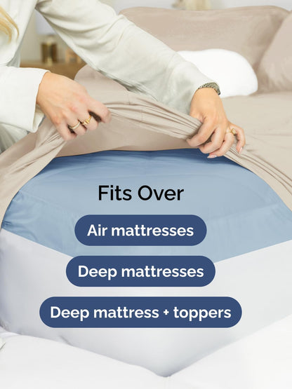 Skiennix Extra Deep Cal King Sheet Set | 6-Piece Breathable Cooling Bedding - Soft, Wrinkle-Free, Easy Fit - Wheat Color