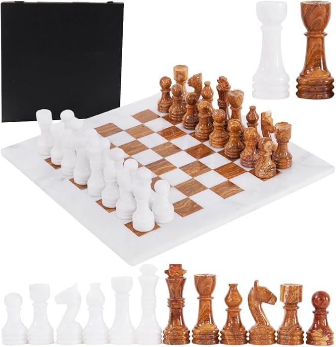 Marble Chess Set with Storage Box 15 Handmade White &amp Red Chess Board Ideal Marble Chess Board Game Set &amp Chess Pieces for Home Decor