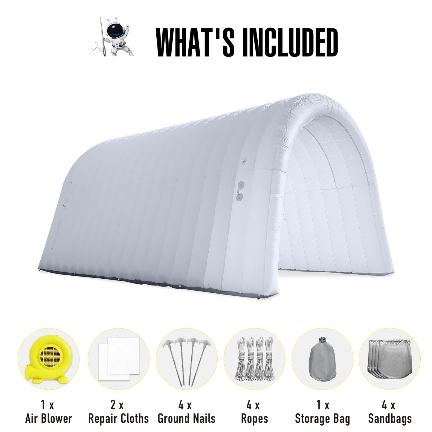 20X10x10Ft Inflatable Sports Tunnel Entrance with Blower Inflatable Tunnel Tent for Business Advertising Event Exhibition（White）