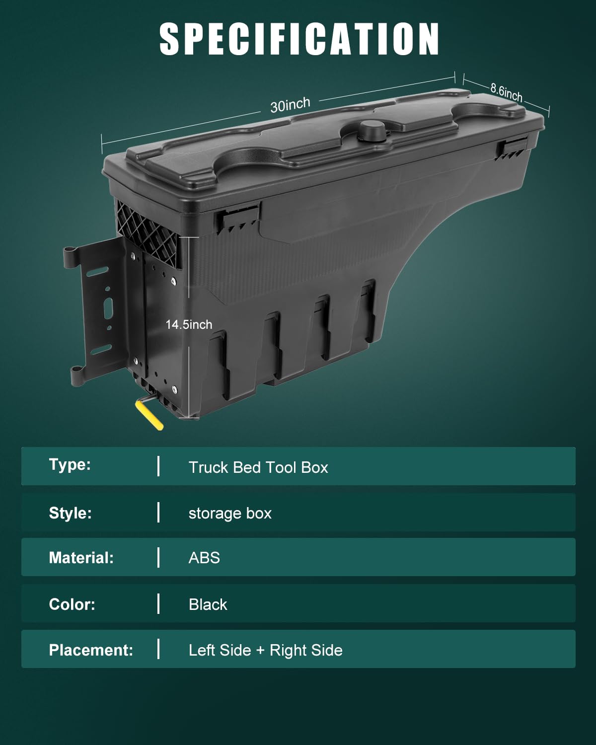 SCITOO Truck Bed Tool Box for Ford F-250 F-350 Super Duty 1999-2016 Left & Right Side,Multi-Compartment Dividers Organized Storage,Heavy Duty & No-Drill Installation