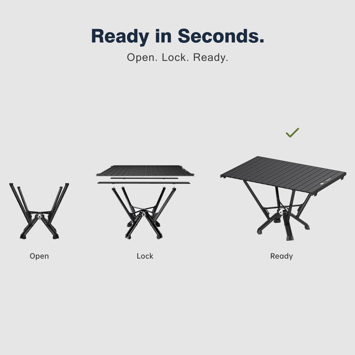 MTRVR Folding Camping Table — Stable Roll-Up Aluminum Design, Solid Support Structure, Portable Outdoor Table for Camping, Cooking, RV & Travel