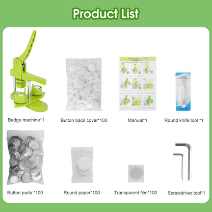 Button Maker Machine,25mm 1inch Button Maker 200Pcs Button Maker Press Machine Kit with Button Maker Supplies DIY Button Pin Maker Machine, for Kids DIY Gifts