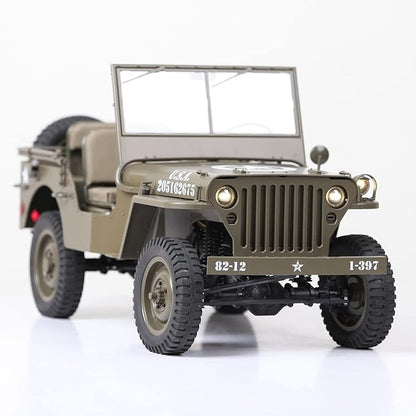 RocHobby 1/6 1941 MB Scaler RC Car 4x4 Hobby Grade RC Car Mini RC Rock Crawler Military RC Truck with 550 Brushed Motor LED Lights for Adults RS