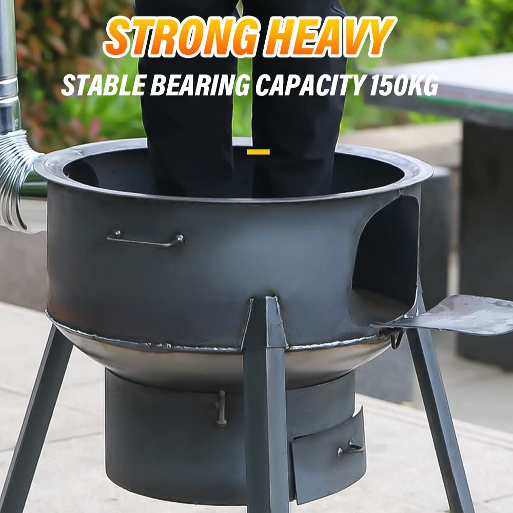Coal Wood Stove, 1 Set Of Multifunctional Portable Removable Iron Firewood Cooking Stove, Mobile Camping Stove for Outdoor Camping, Tent Heating, Fishing, Cooking (43 cm + 3 oven rings)