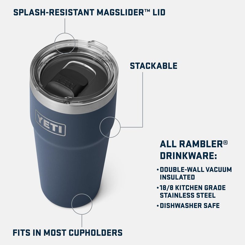 YETI Rambler 20 oz Stackable Tumbler, Stainless Steel, Vacuum Insulated with MagSlider Lid, Seafoam