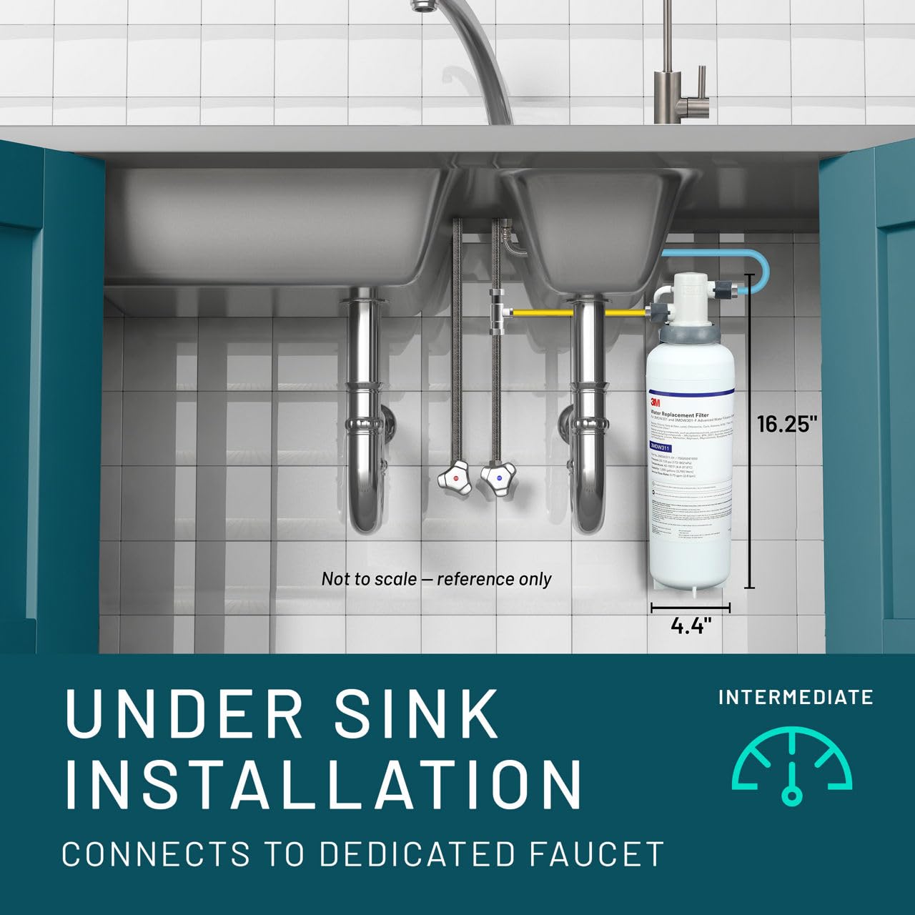 Aqua-Pure DW301 Under Sink Water Filter System, Removes Lead, VOC's, Microplastics, Cysts, Bad Taste and Odor, Asbestos, MTBE and TTHM Reduction