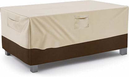Vailge Heavy-Duty Waterproof Patio Table Cover - Rectangular/Oval Design | X-Large Beige & Brown
