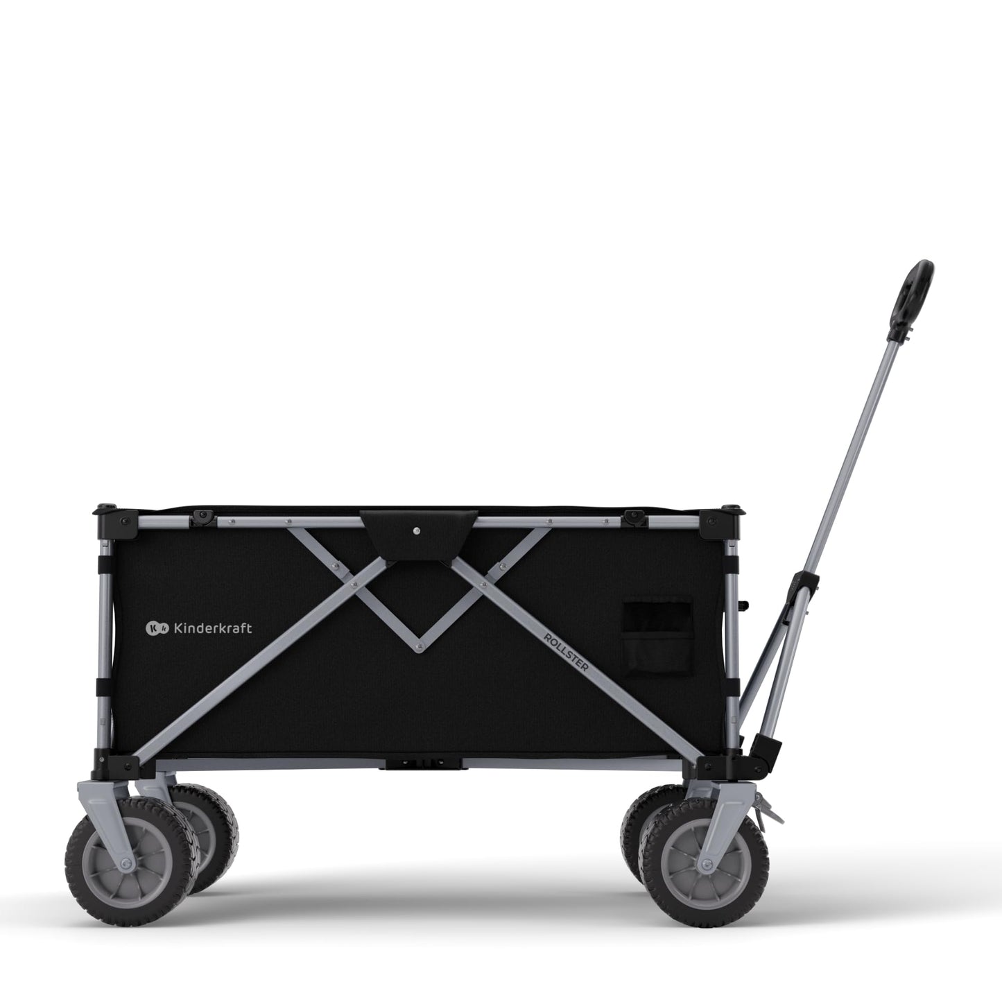 Kinderkraft ROLLSTER, Foldable Wagon, 220 lbs Load Capacity, 34 Gallon Capacity, Sturdy Steel Frame, Oxford 600D Fabric, Large All-Terrain Wheels, Telescopic Handle, Compact, Easy to Transport, Black
