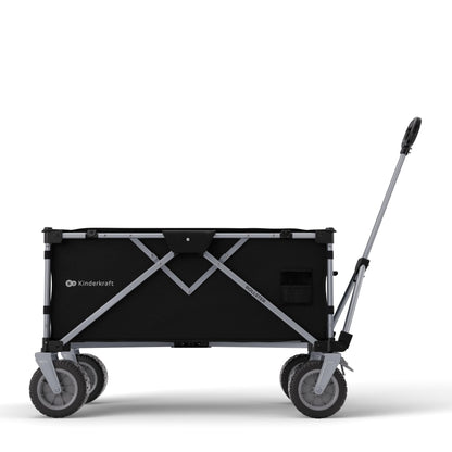 Kinderkraft ROLLSTER, Foldable Wagon, 220 lbs Load Capacity, 34 Gallon Capacity, Sturdy Steel Frame, Oxford 600D Fabric, Large All-Terrain Wheels, Telescopic Handle, Compact, Easy to Transport, Black