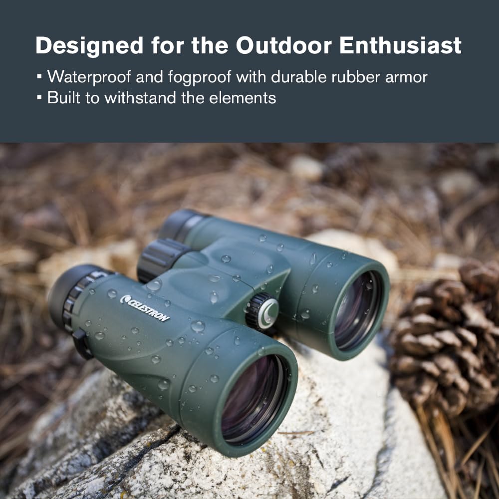 Celestron - Nature DX 10x42 Binoculars – Ideal for Birding and Outdoors – 42mm Objective Lenses – 5.8° Field of View – BaK-4 Prisms – Fully Multi-Coated – Waterproof and Fogproof