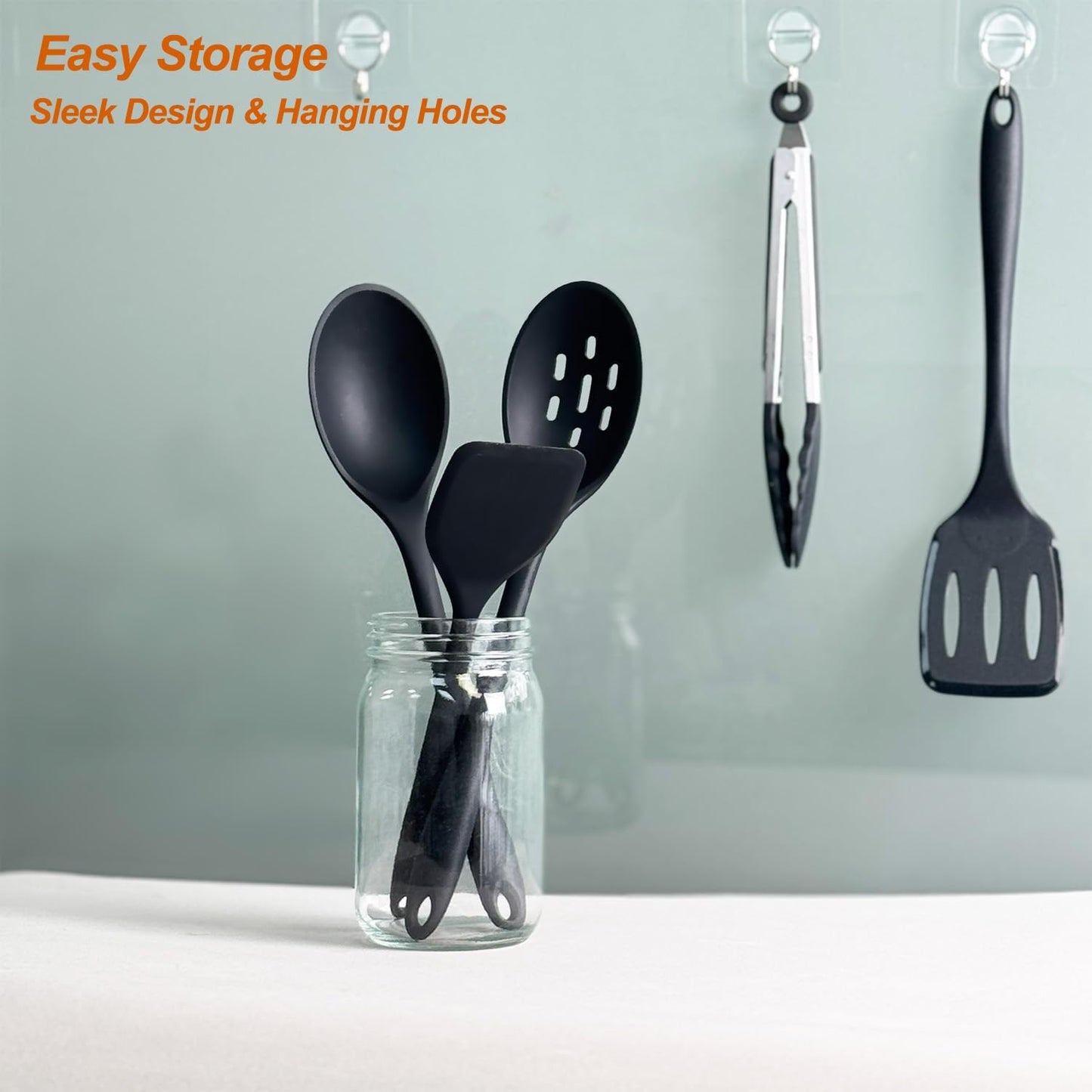 Skiennix Silicone Cooking Utensils Set - Heat Resistant Non-Stick Spatulas & Spoons | BPA-Free Kitchen Tools
