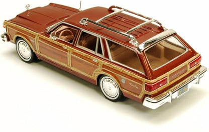 1979 Chrysler Lebaron Town &amp Country Wagon Red with Woodie Siding Motormax 73331-1/24 Scale Diecast Model Car