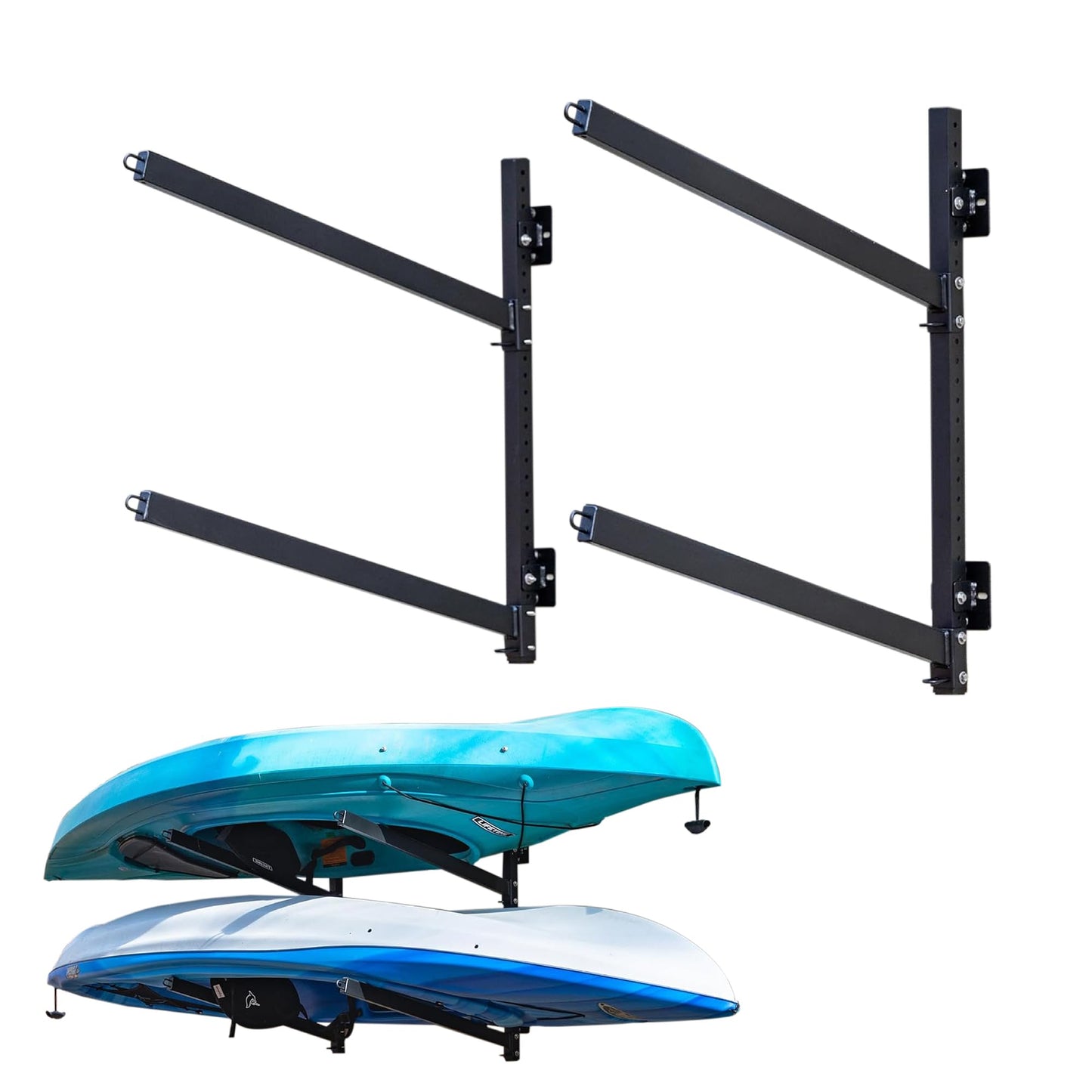 StoreYourBoard G-Kayak Wall Rack – Heavy-Duty Outdoor Kayak Rack for 2 Boats, Adjustable Storage Wall Mount Hanger, Space-Saving Outdoor Storage for Kayak Wall Mount - Holds 200 lbs - Silver