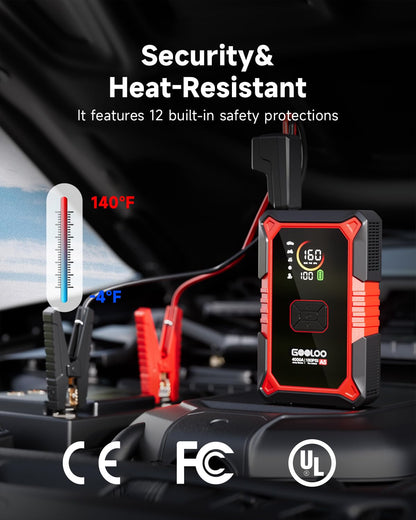 GOOLOO A5 Jump Starter with Air Compressor, 4000A Car Battery Jump Starter (All Gas/10.0L Diesel) with 160PSI Tire Inflator Auto-Off, 45W PD Fast Charging, 12V Jump Box Car Jumper Starter Portable