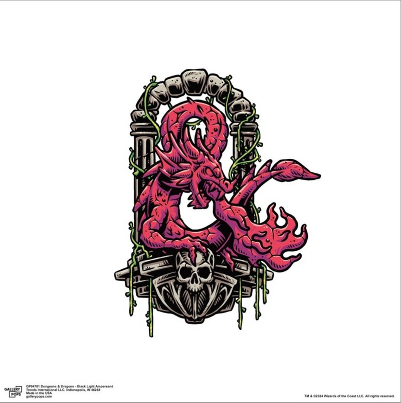 Trends International Gallery Pops Dungeons & Dragons - Black Light Ampersand Wall Art, 12" x 12" Gallery Pops Wall Art, Stretched Canvas