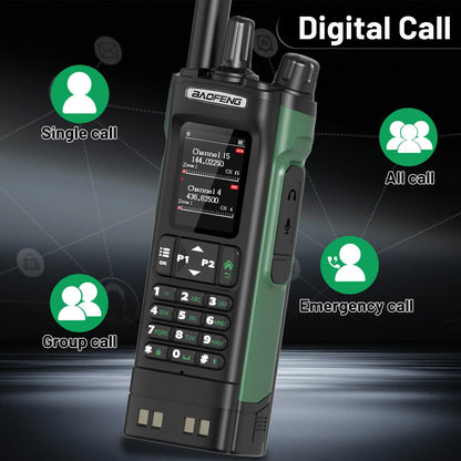 BAOFENG DM32 DMR Radio Ham Radio 10W Handheld Long Range Rechargeable Walkie Talkies GPS DM-32UV Digital NOAA 5RM Tactical Radio USB-C Charger for Hunting Survival Gear,2Pack