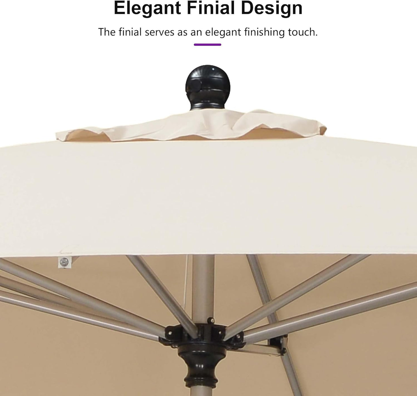PURPLE LEAF 8' x 8' Square Patio Umbrella - Tilt Adjustment & Champagne Aluminum Frame for Deck, Garden, or Lawn