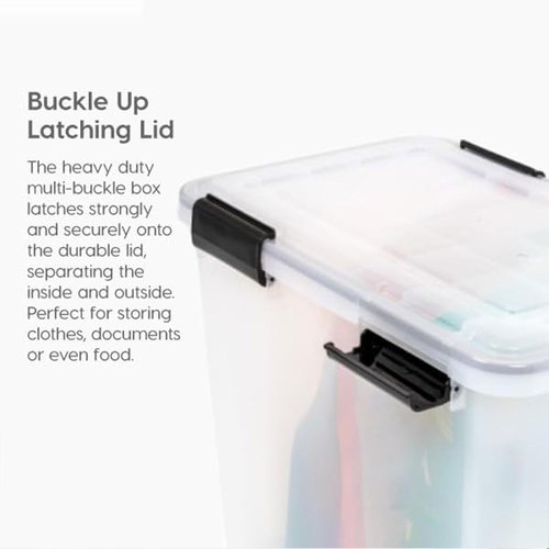 IRIS USA WeatherPro 74 Qt Storage Bins - BPA-Free Plastic with Tight Seal & Lids | Stackable Clear/Black 2 Pack