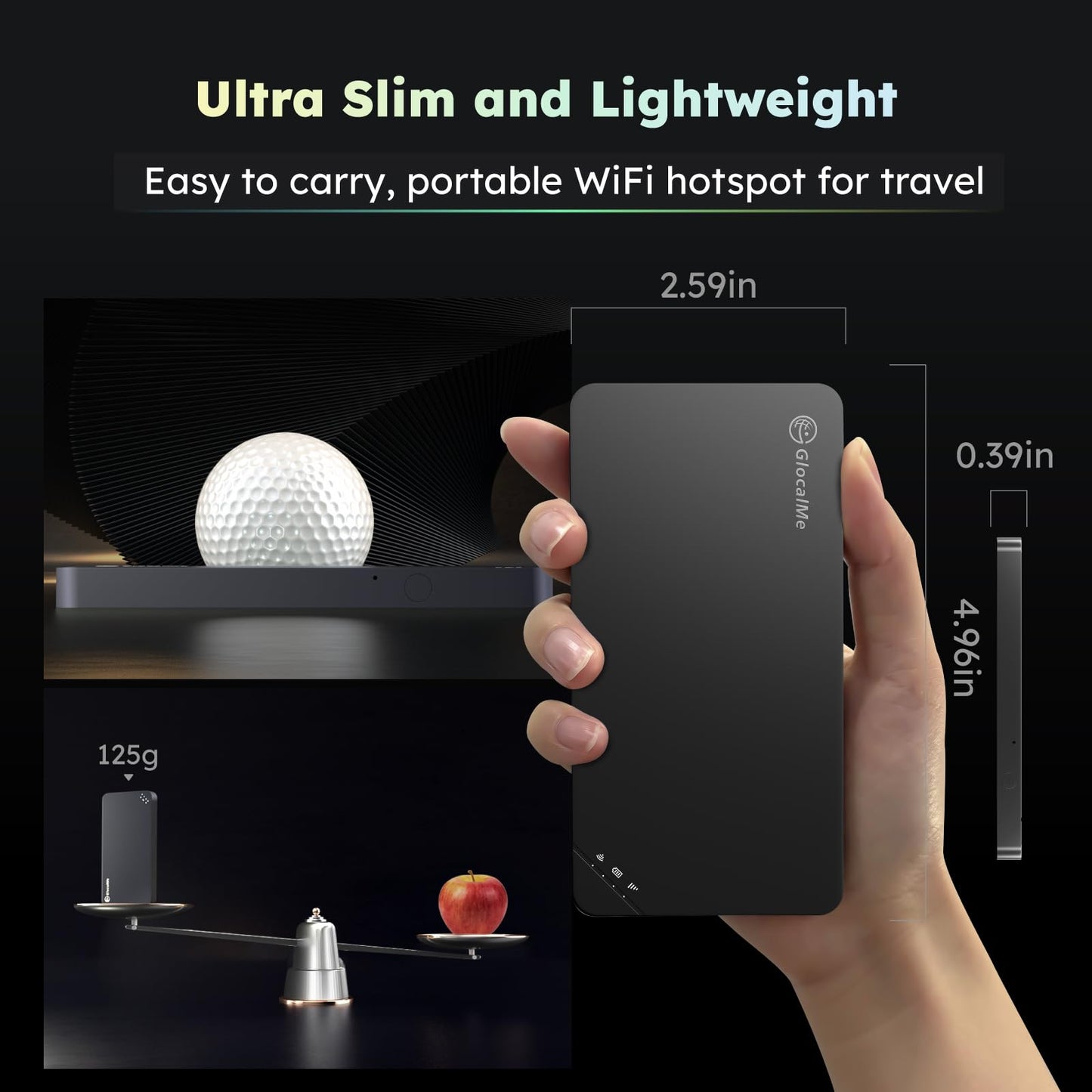 GlocalMe U3 4G LTE Mobile Hotspot, Portable WiFi Hotspot for Travel in 200+ Countries, No SIM Card Needed, 10 Connected Devices and Global 1GB Data 90 Days, Pocket WiFi Hotspot Device (U3 Black)