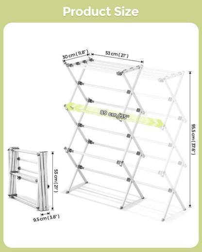 APEXCHASER Drying Rack Clothing - 3 Tier Metal Clothes Drying Rack Collapsible, Laundry Drying Rack Expandable, Small Clothe Airer for Baby Clothes Towel Bib Sock Indoor Outdoor Use(White)