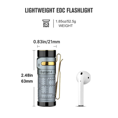 OLIGHT Baton4 Rechargeable EDC Flashlight, LED Pocket Light 1300 Lumens with Magnetic Charging Cable, Powerful Bright IPX8 Waterproof for Home, Camping and Emergencies Bundle with Regal Blue
