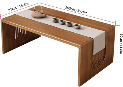teyeard Japanese Folding Coffee Table, Foldable Low Coffee Tables, Bamboo Floor Table Desk for Sitting on The Floor, No Assembly, Portable Living Coffee Table (39.4 Inch)