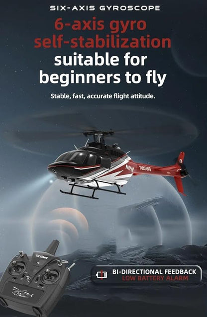 Hanll YUXIANG F08 Bell 206 RC Helicopter for Adults 1/27 2.4G 6CH Brushless Direct-Drive 6G Flybarless RC Helicopter with 6-Axis Gyro Optical Flow Positioning RTF/ 2 Battery