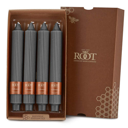 Root Candles Unscented Dinner Candles Premium Beeswax Blend Boxed Candle Set - Grecian Collenette, 9-Inch, Stone, 4-Count