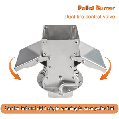 Outdoor Camping Tent Stove with Chimney Pellet Stove with Particle Burner Portable Outdoor Cooking Stove Stainless Steel (Silver)
