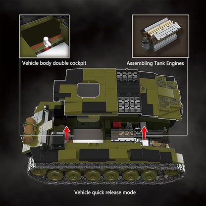 39059 T26E4 Super Pershing Test Vehicle No.1 Building Block Set 1322 Pieces Military 1:28 Scale Tank Model Toys Ideal Gift for Room Decoration or Collection