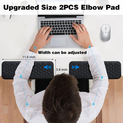 YAMJUG L-Shaped Desk Edge Cushion, 2-Piece Elbow Pad for Desk with Ergonomic Memory Foam Support,Non-Slip Arm Rest Pad, Wrist Rest for Computer Keyboard Office Home Black